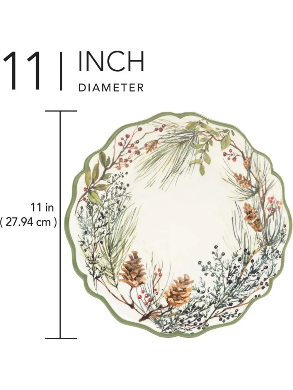 Set of 4 11” Melamine Dinner Plates - Winter Forest Design, Durable & Stylish